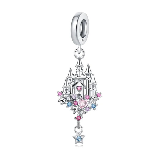 Charm κάστρο παραμυθιού με πολύχρωμες πέτρες – sterling silver 925