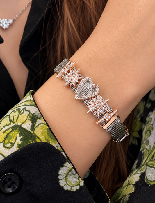 Γυναικείο βραχιόλι mesh με αστραφτερά charms