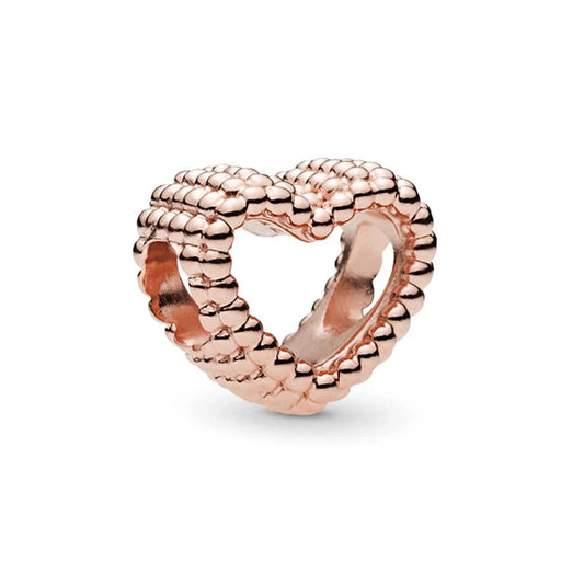 Καρδιά charm σε ροζ χρυσό τόνο με πλεκτή υφή