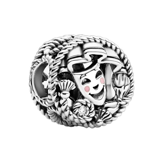 Ασημί γούρι θεατρική μάσκα με κρυστάλλους