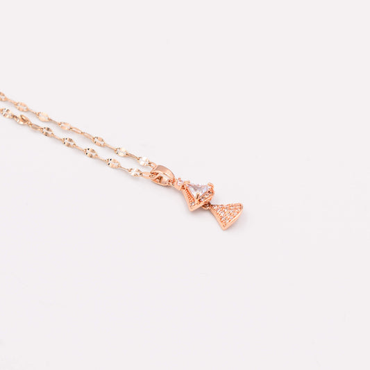 Ροζ Χρυσό Κολιέ με Διπλό Μοτίφ και Ζιργκόν !