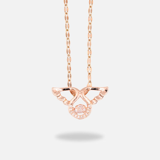 Ροζ Χρυσό Κολιέ με Φτερά Αγγέλου και Διακριτικά Στρας !