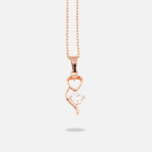 Ροζ Χρυσό Κολιέ με Καρδιά και Λαμπερή Πέτρα !