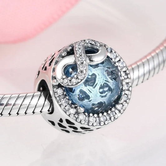 Charm με μπλε πέτρα και λευκά ζιρκόνια