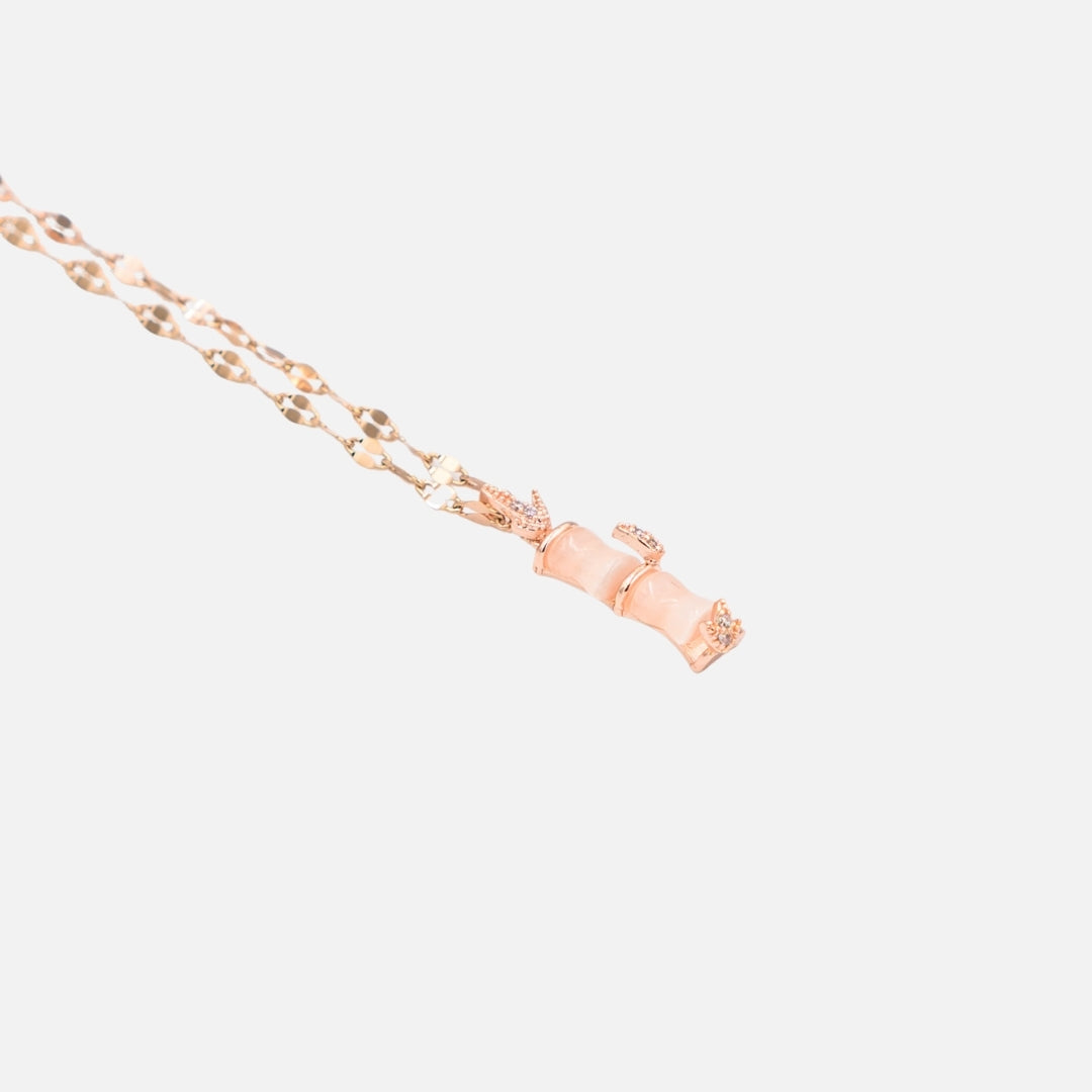 Ροζ Χρυσό Κολιέ με Μοτίφ Μπαμπού ! Ροζ Χρυσό Κολιέ με Μοτίφ Μπαμπού !