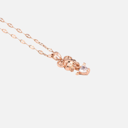 Ροζ Χρυσό Κολιέ με Φιγούρα Ποντικάκι και Ζιργκόν !