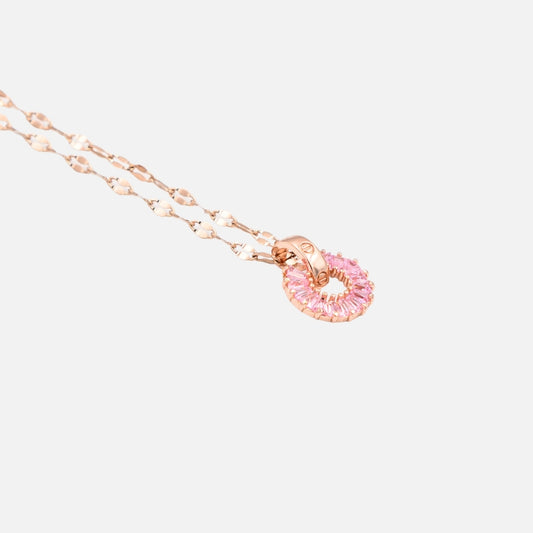 Ροζ Χρυσό Κολιέ με Κρεμαστό Ροζ Στεφάνι !