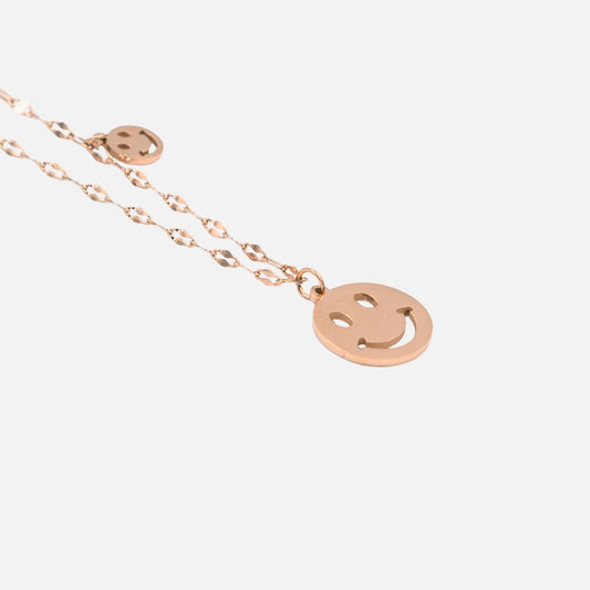 Ροζ Χρυσό Κολιέ με Κρεμαστό Smiley !