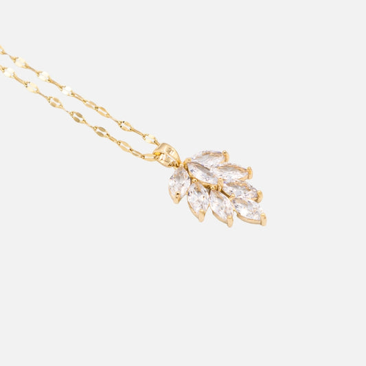 Χρυσό Κολιέ με Φύλλα Ζιργκόν !