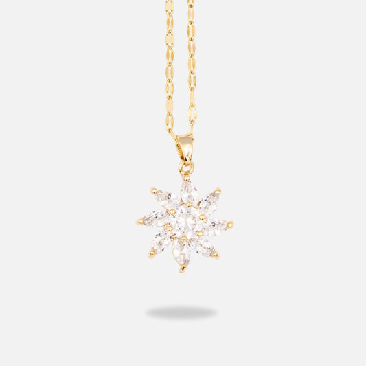 Χρυσό Κολιέ με Λουλούδι από Ζιργκόν !