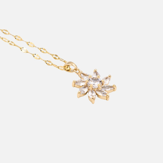 Χρυσό Κολιέ με Λουλούδι από Ζιργκόν !
