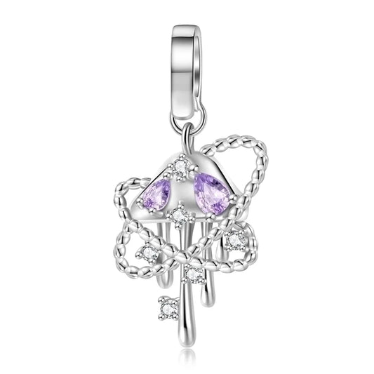 Charm μέδουσα με μωβ κρύσταλλα και λευκές πέτρες – Sterling Silver 925