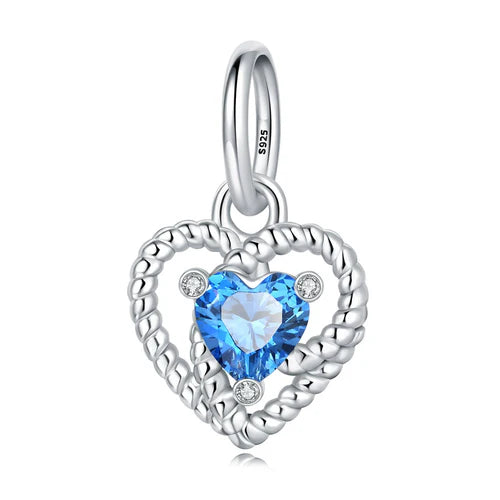 Charm Καρδιά με Μπλε Ζιρκόν & Σχέδιο Πλεξούδας – Λάμψη, Αγάπη & Πολυτέλεια | Sterling Silver 925