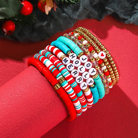 holiday beaded bracelets με γιορτινά μηνύματα