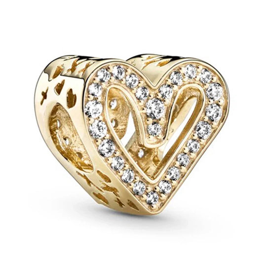 Χρυσό charm καρδιά με πέτρες ζιργκόν