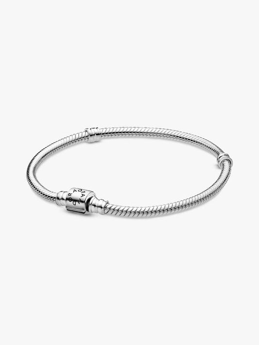 Ασημένιο snake chain βραχιόλι με barrel κούμπωμα