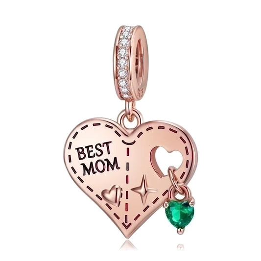 Charm Best Mom από ροζ επιχρυσωμένο ασήμι 925