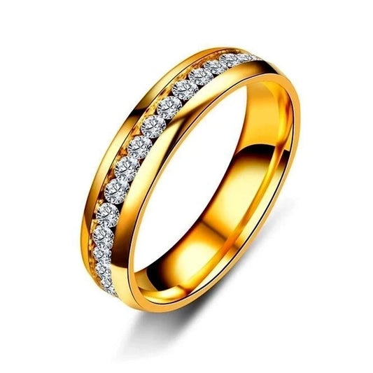 Χρυσό unisex δαχτυλίδι με U σχήμα και τεχνητές πέτρες, επιχρυσωμένο 18 καρατίων