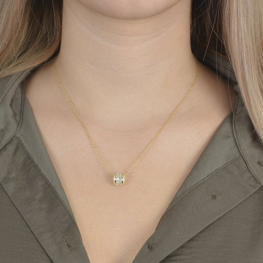 Κολιέ από ασήμι 925 με κυλινδρικό μοτίφ και ζιργκόν silver jewerly