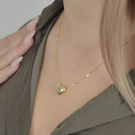 Κολιέ από ασήμι 925 με χρυσό μοτίφ καρδιάς silver jewerly