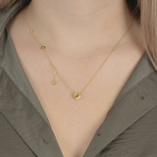 Κολιέ από ασήμι 925 με κυλινδρικό μοτίφ και επιχρυσωμένες λεπτομέρειες silver jewerly