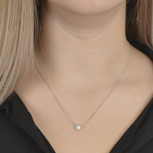 Κολιέ από ασήμι 925 με λαμπερό σφαιρικό μενταγιόν silver jewerly