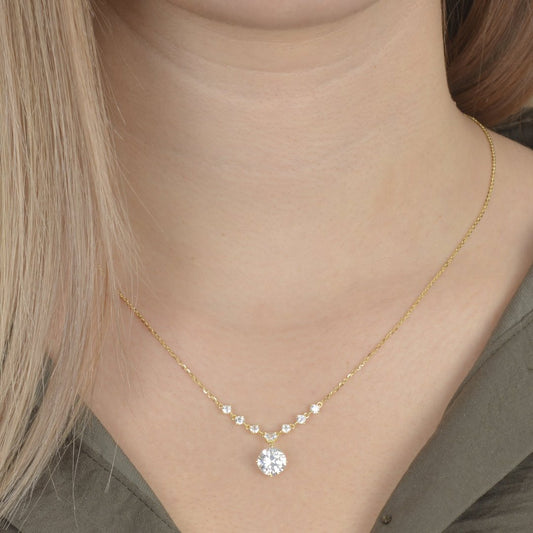 Κολιέ από ασήμι 925 με ζιργκόν και λαμπερό μοτίφ silver jewerly