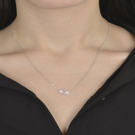 Κολιέ από ασήμι 925 με αστέρια και ροζ πέτρες silver jewerly.