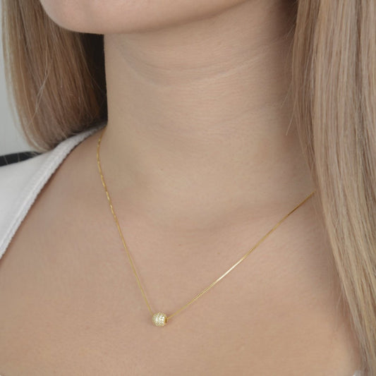 Κολιέ από ασήμι 925 με στρογγυλό μοτίφ και ζιργκόν silver jewerly