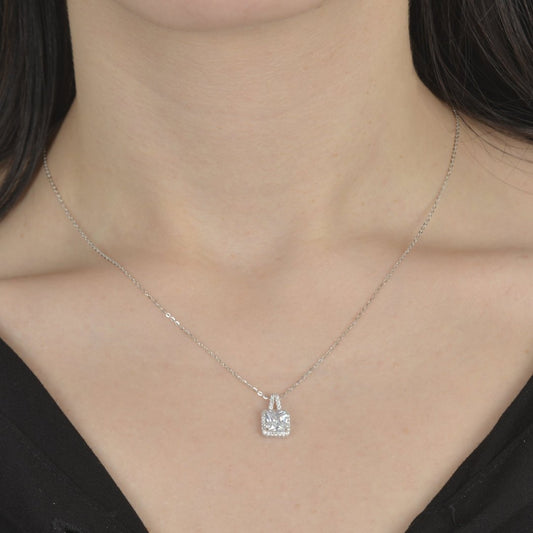 Κολιέ από ασήμι 925 με κρεμαστό τετράγωνο ζιργκόν silver jewerly