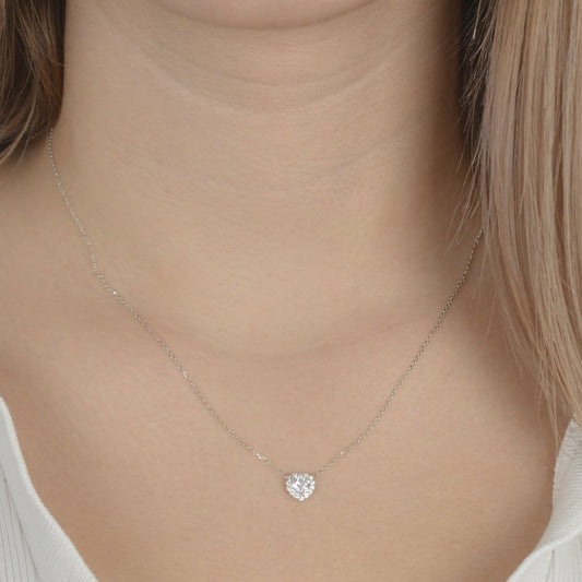 Κολιέ από ασήμι 925 με διακριτική καρδιά από ζιργκόν για εκλεπτυσμένο στυλ silver jewerly