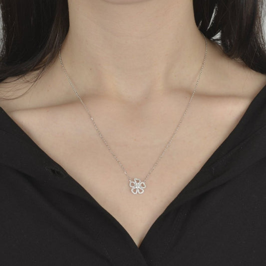 Κολιέ από ασήμι 925 με λουλούδι από κρύσταλλα silver jewerly
