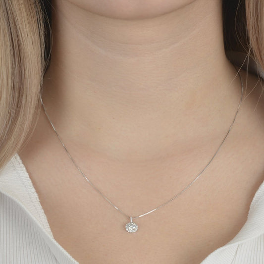 Κολιέ από ασήμι 925 με στρογγυλό κρύσταλλο silver jewerly