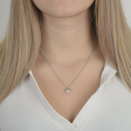 Ασημένιο κολιέ 925 με στριφτή αλυσίδα και κρεμαστό καρδιά silver jewerly.