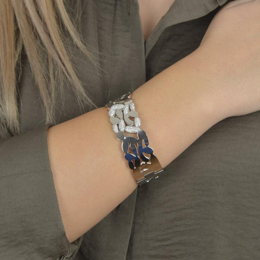 βραχιόλι με διαμαντένιες πέτρες και γεωμετρικό σχέδιο