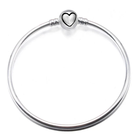 Ασημι βραχιόλι με κούμπωμα καρδιά