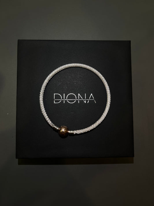 ΑσημI βραχιόλι με στρογγυλό κούμπωμα σε ροζ επιχρύσωση