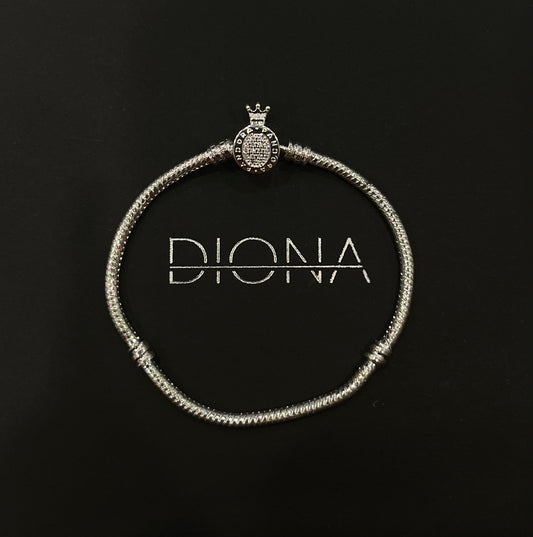 ΑσημI βραχιόλι με κούμπωμα κορώνα και ζιρκόν