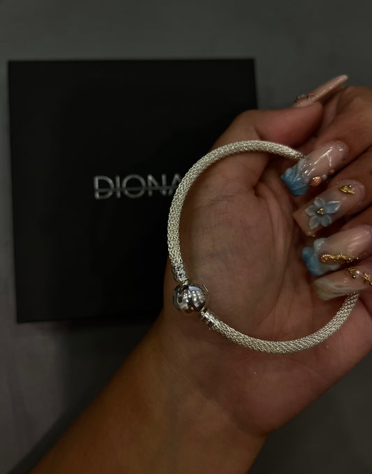 ΑσημI βραχιόλι με στρογγυλό κούμπωμα