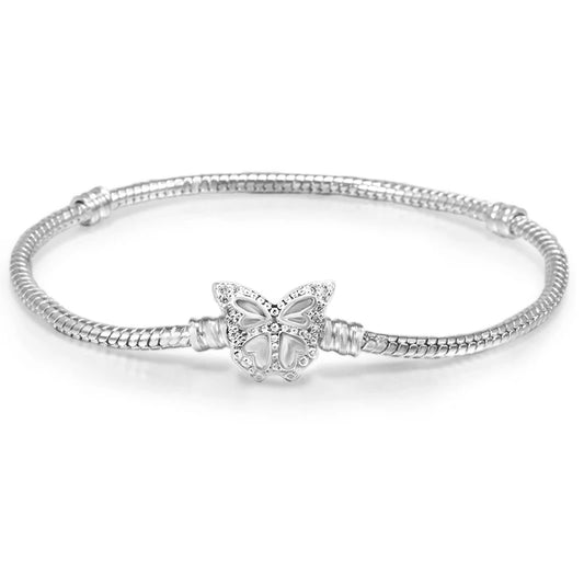 Ασημί βραχιόλι με πεταλούδα