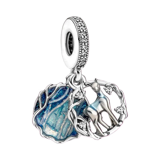 charm dangling ελάφι με μπλε σχέδιο