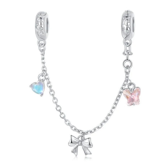 Αλυσίδα ασφαλείας με πεταλούδα, καρδιά και φιόγκο