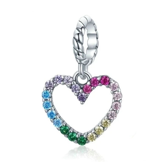 Πολύχρωμο charm καρδιά από ασήμι 925