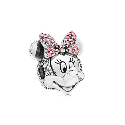 Charm Minnie με ροζ φιόγκο και πέτρες