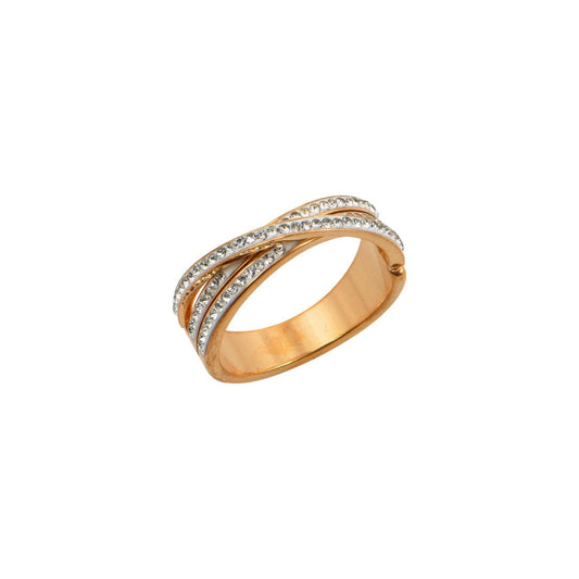 Χρυσό δαχτυλίδι με ζιρκόν και καμπύλες | gold zircon ring curved design.