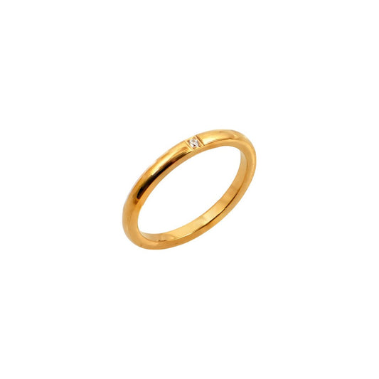 Χρυσό δαχτυλίδι με διακριτική πέτρα | gold ring minimal design single stone.