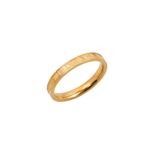 Χρυσό δαχτυλίδι με ρωμαϊκή διακόσμηση | gold ring with Roman numeral engraving.