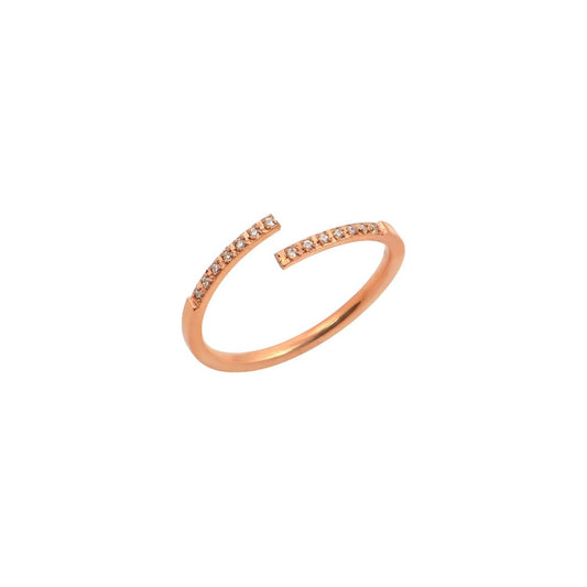 Ροζ χρυσό δαχτυλίδι ανοιχτού σχεδιασμού με σειρές ζιργκόν.