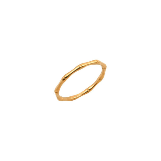 Χρυσό δαχτυλίδι bamboo σχέδιο | minimal gold bamboo ring.