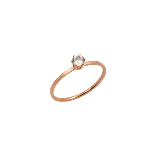 Ροζ χρυσό δαχτυλίδι σολιτέρ με πέτρα | κομψό δαχτυλίδι minimal design.